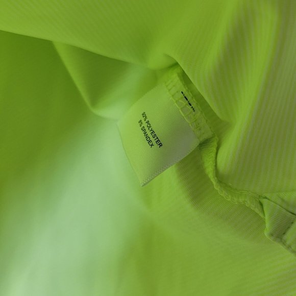 Peter Millar Summer Comfort Large Neon Green / White Striped Golf Polo Shirt‎ - Picture 5 of 5